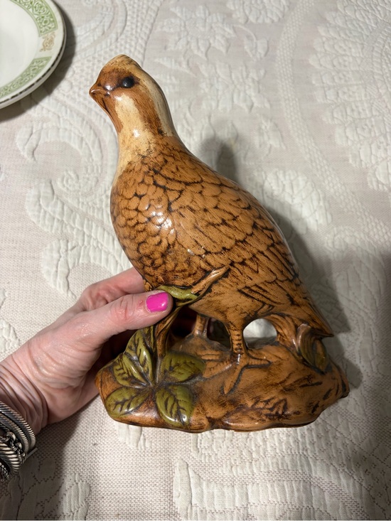 Other - Hand-Painted Ceramic Quail Figurine in Brown fall colors eclectic grandpa GUC